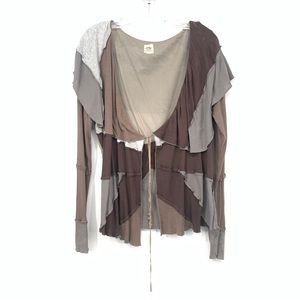 Tiny Anthropologie long sleeve patched blouse size medium